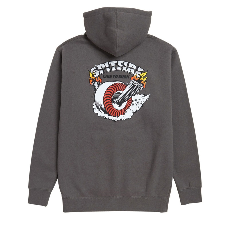 Spitfire Burnout Hoodie – Charcoal/Multi Color Prints