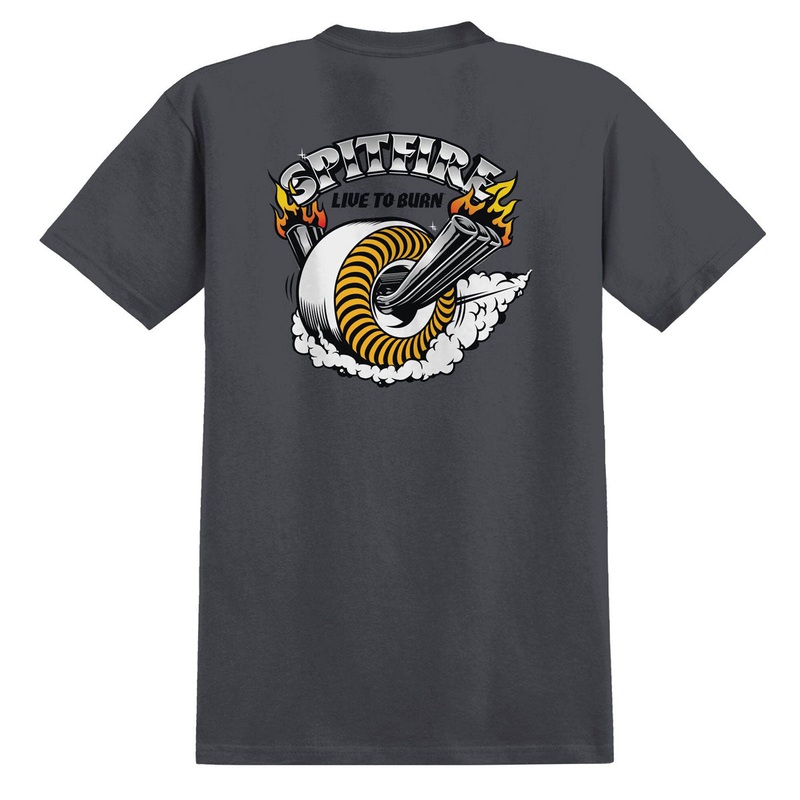 Spitfire Burnout T-Shirt – Charcoal/Multi Color Print