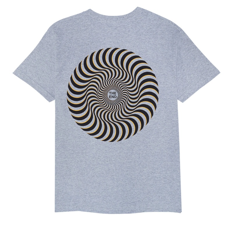 Spitfire Classic Swirl Overlay T-Shirt – Heather Grey/Black/Gold Prints