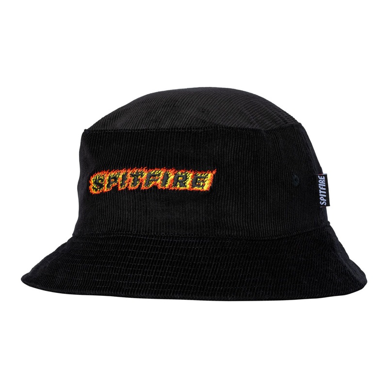 Spitfire Flames Script Bucket Hat – Black