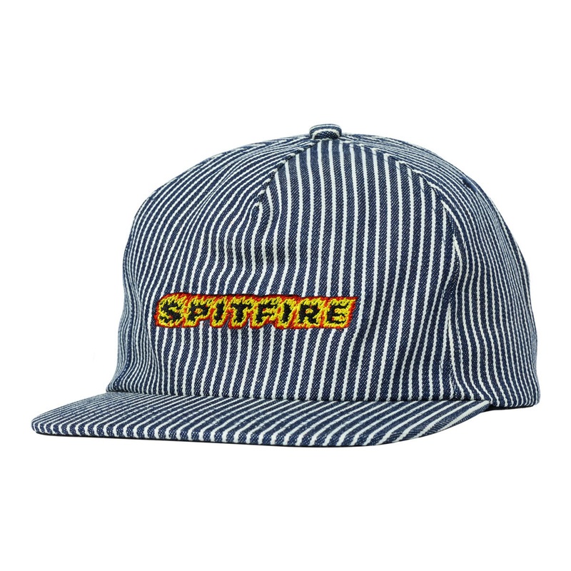 Spitfire Flames Script Hat – Indigo Railroad Stripe