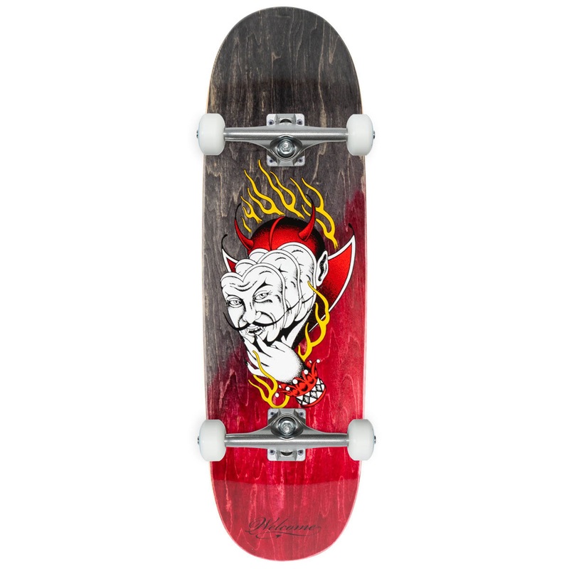 Welcome Diablo On A Boline 2.0 Skateboard Complete – Black/Red Stain – 9.50