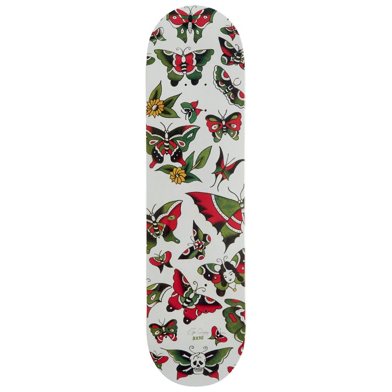 CCS x Tyler Quigley Flash Butterflies Skateboard Deck – White – 8.00