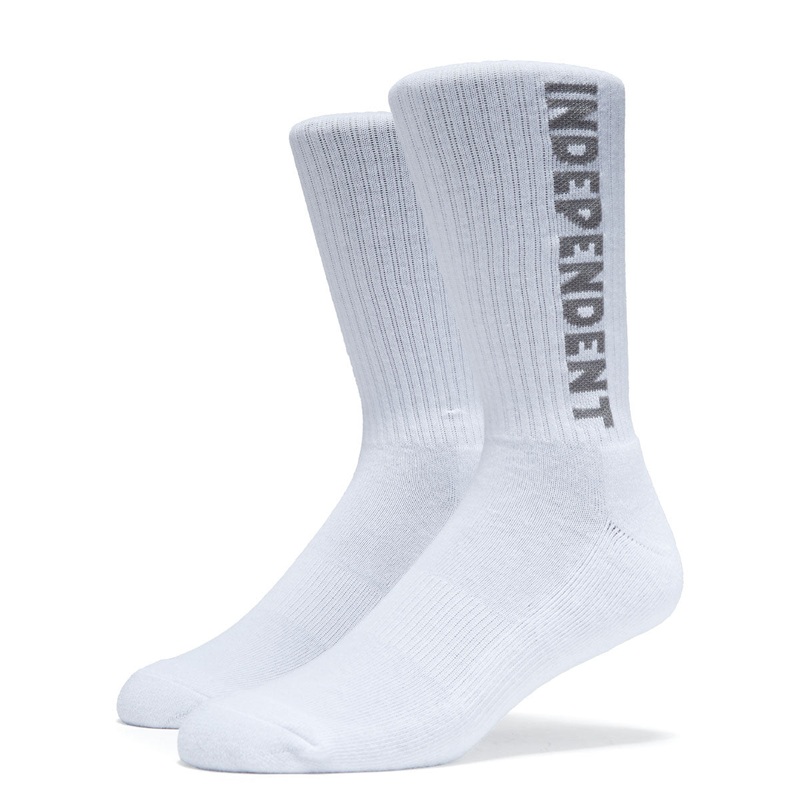 Independent Baseline Mid Crew Socks – White/Grey
