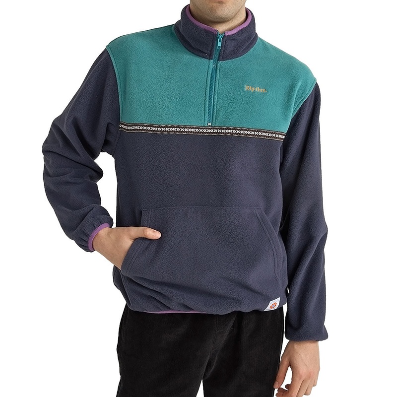 Rhythm Alder Half Zip Pull Over Sweatshirt – Teal