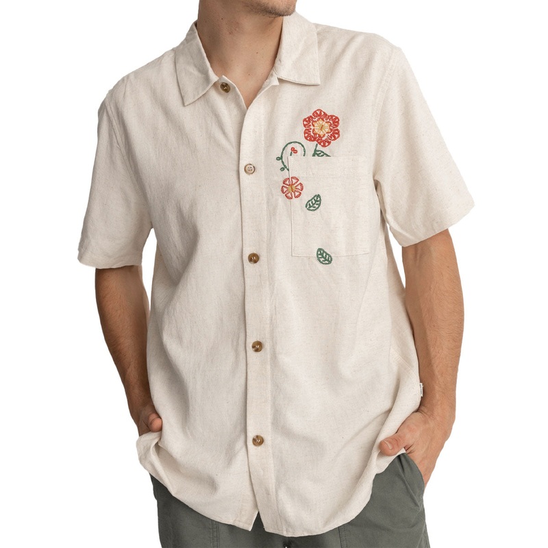 Rhythm Flower Embroidery Shirt – Natural 2025