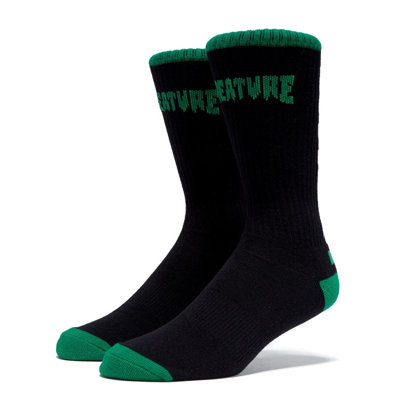Creature Crash And Burn Mid Crew Socks – Black