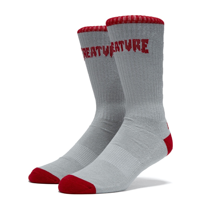 Creature Crash And Burn Mid Crew Socks – Grey