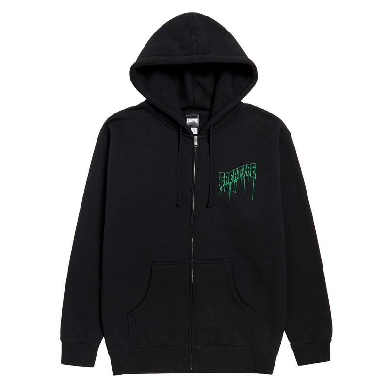 Creature Logo Outline Drip Zip Hoodie – Black