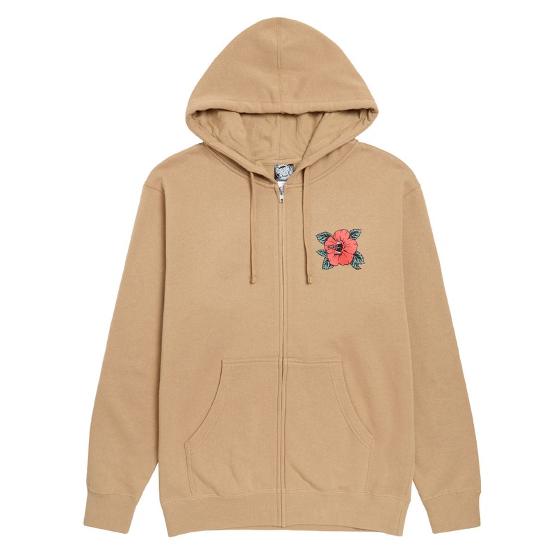 Santa Cruz Screaming Hibiscus Dot Zip Hoodie – Sandstone