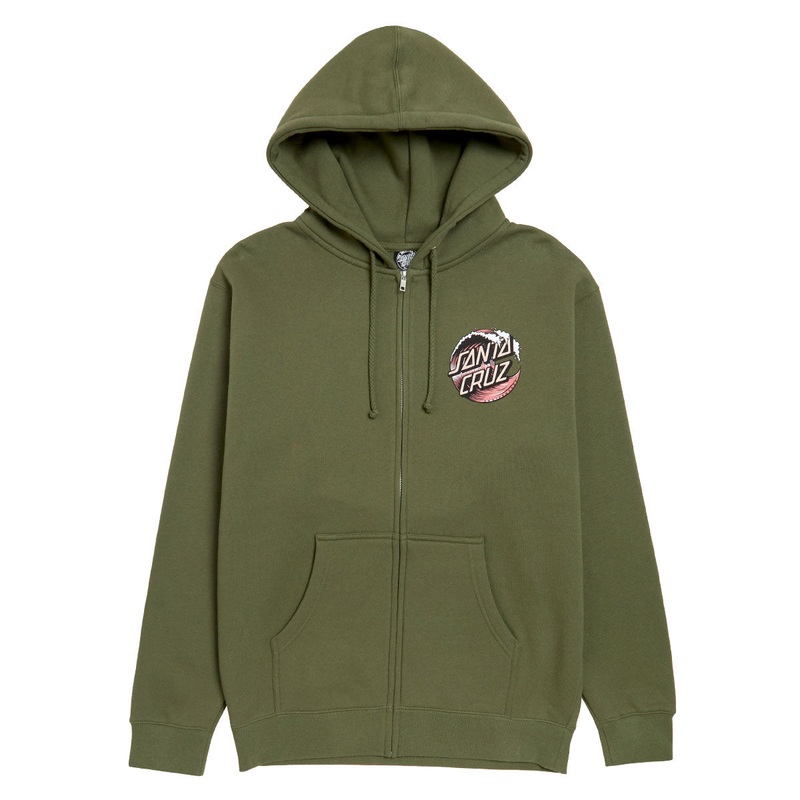 Santa Cruz Wave Dot Zip Hoodie – Army/Rust