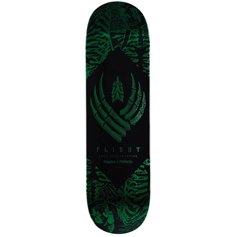 Powell-Peralta Flight Skeleton Skateboard Deck – Green Foil – 8.50
