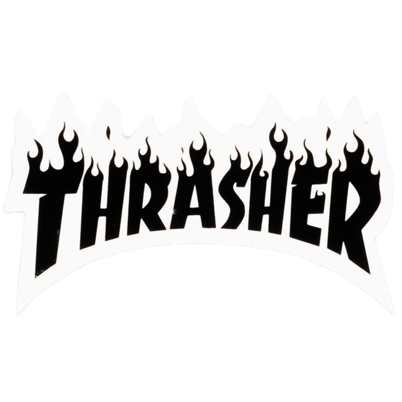 Thrasher Flame Logo Stickers – White/Black
