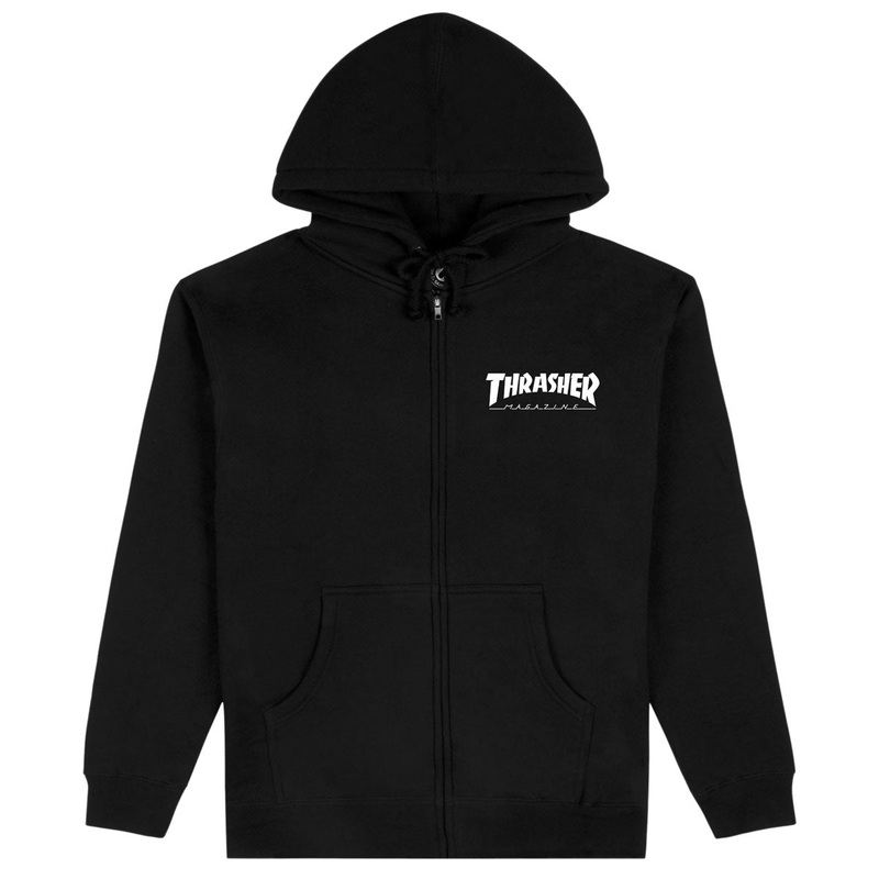 Thrasher Logo Zip Up Hoodie – Black