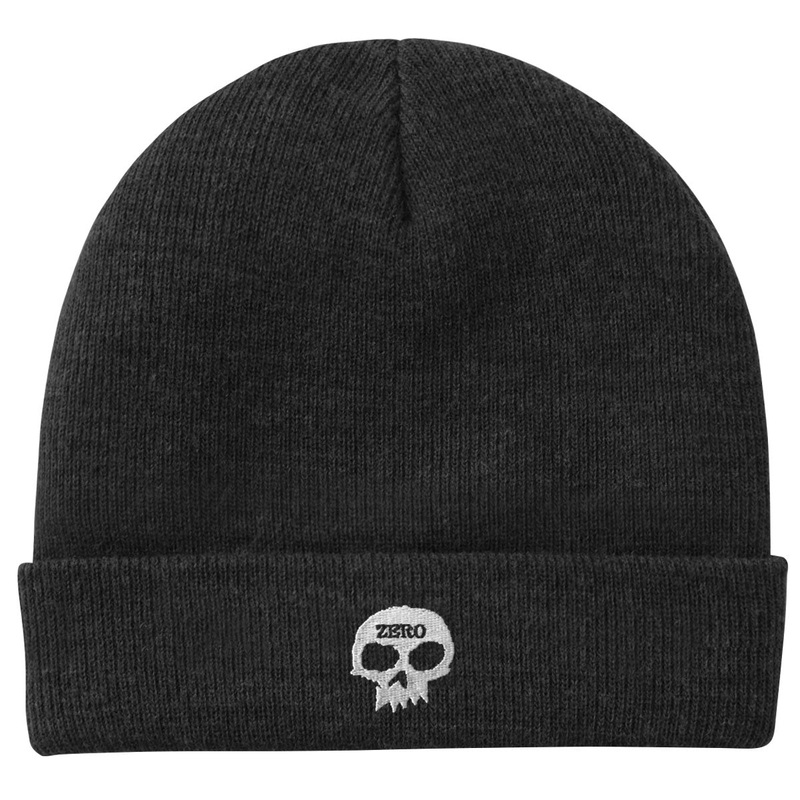 Zero Embroidered Skull Beanie – Black
