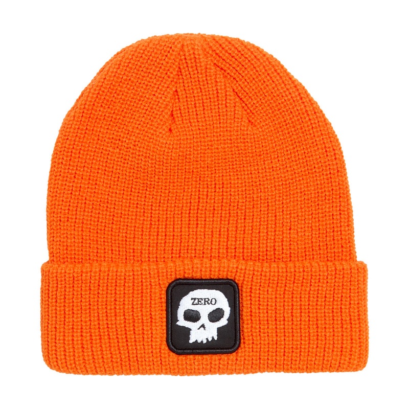 Zero Single Skull Patch Beanie – Orange