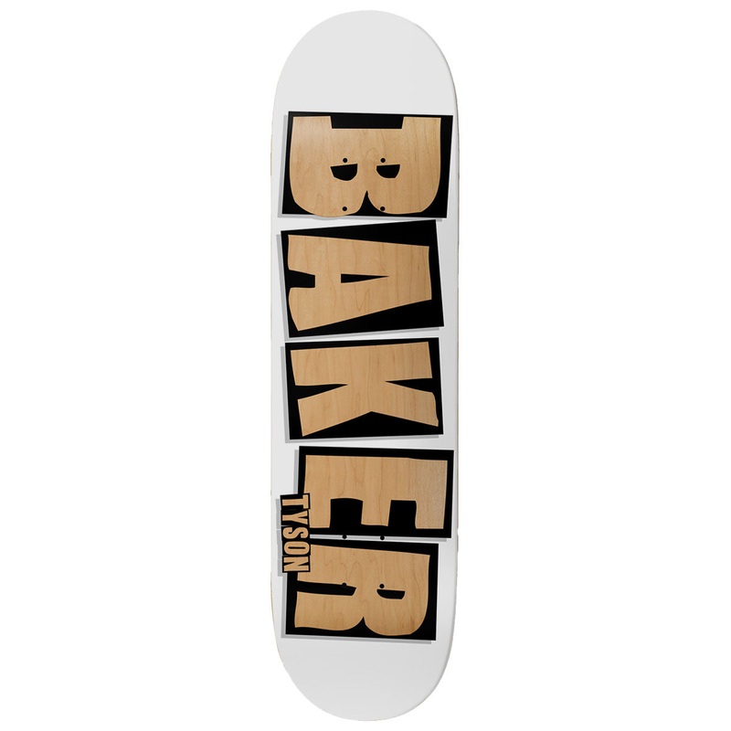 Baker Tyson Peterson Brand Name Skateboard Deck – White/Veneer – 8.50