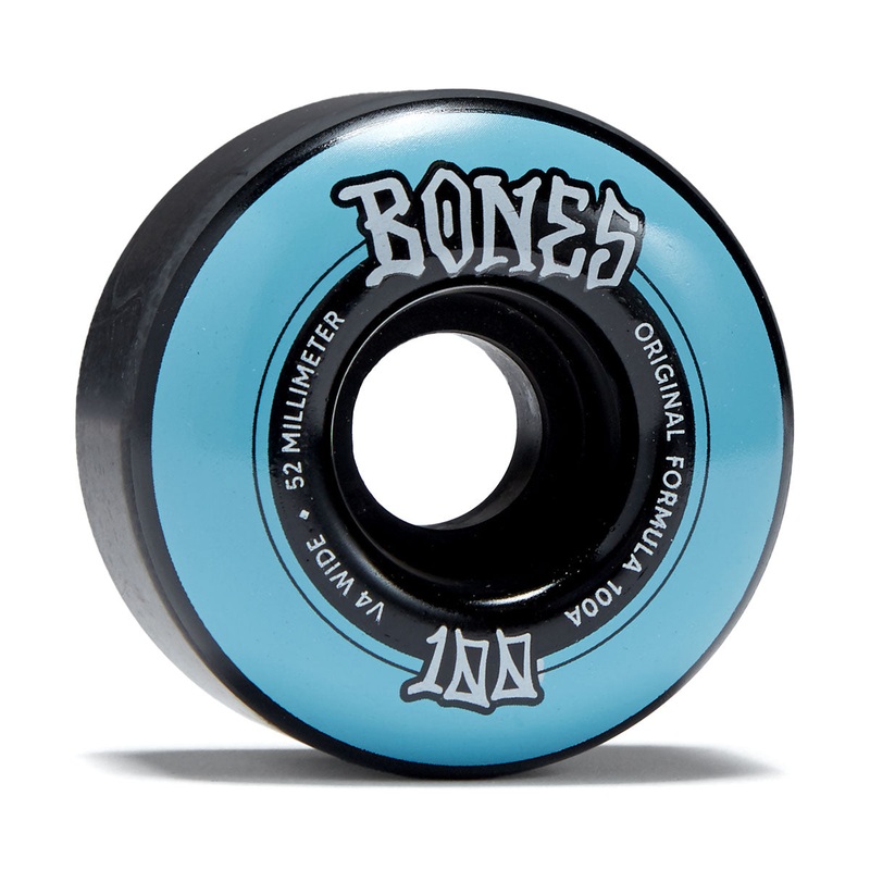 Bones 100s Wides 100a V4 Wide Skateboard Wheels – Black – 52mm