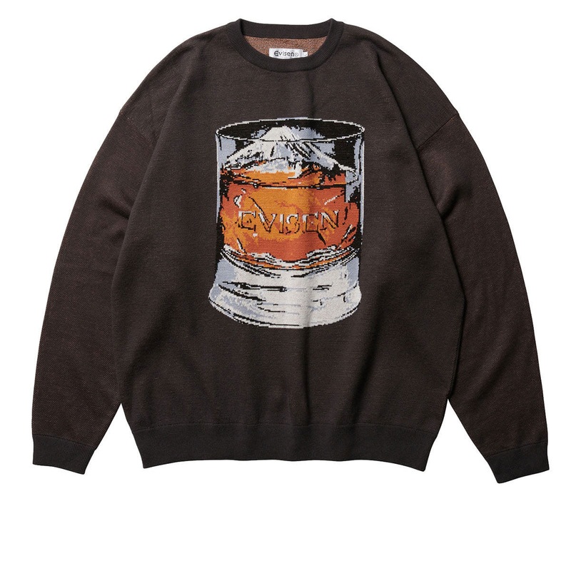 Evisen Mountain High Jacquard Crewneck Sweatshirt – Black