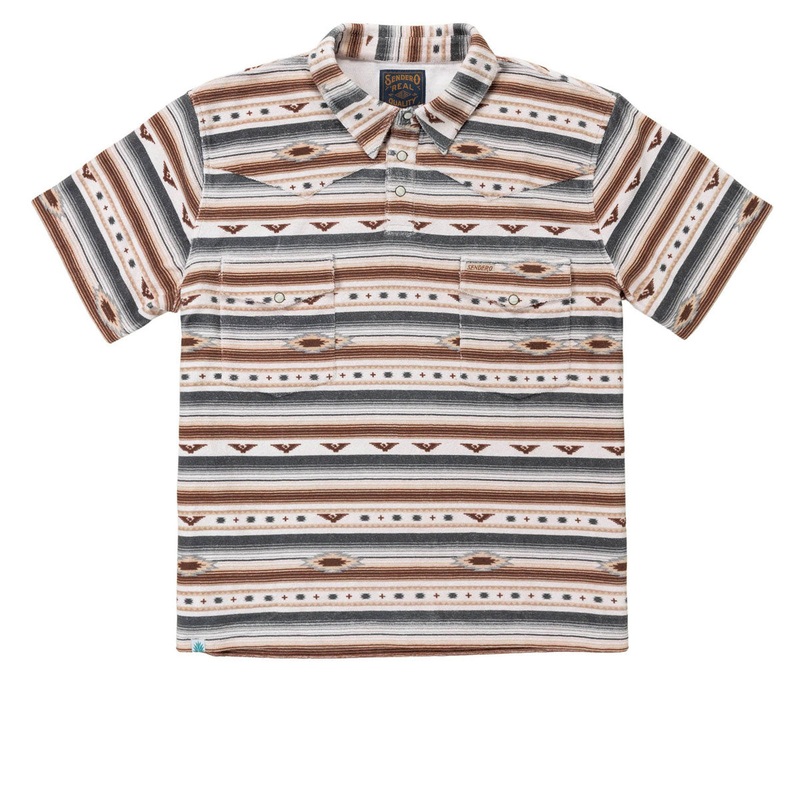 Sendero Cantina Terry Polo Shirt – Gray/Tan Southwest