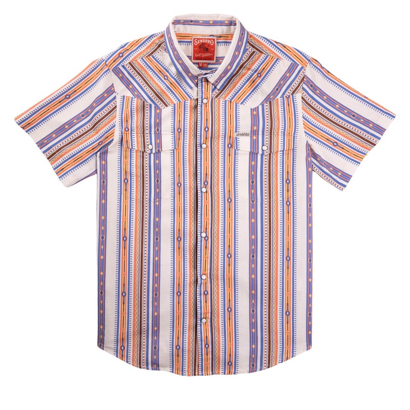 Sendero Serape Pearl Snap Shirt – Cobalt Southwest Stripe