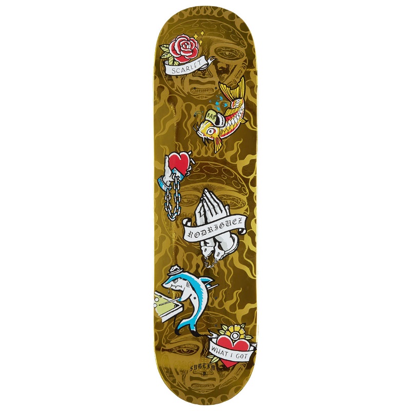 Primitive x Sublime Badfish Rodriguez Skateboard Deck – Gold – 8.125