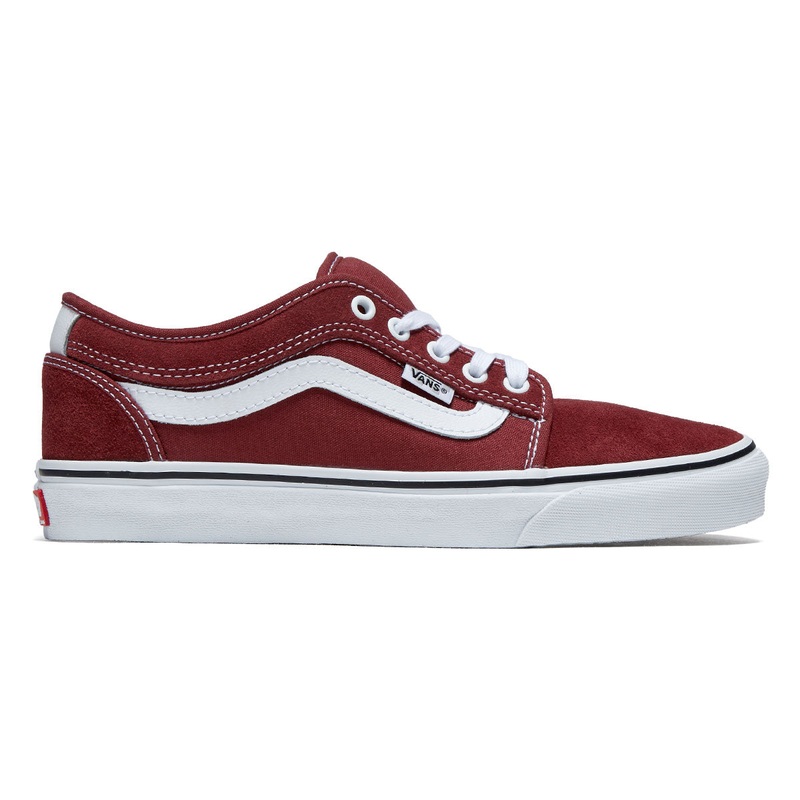 Vans Skate Chukka Low Sidestripe Shoes – Burgundy/White