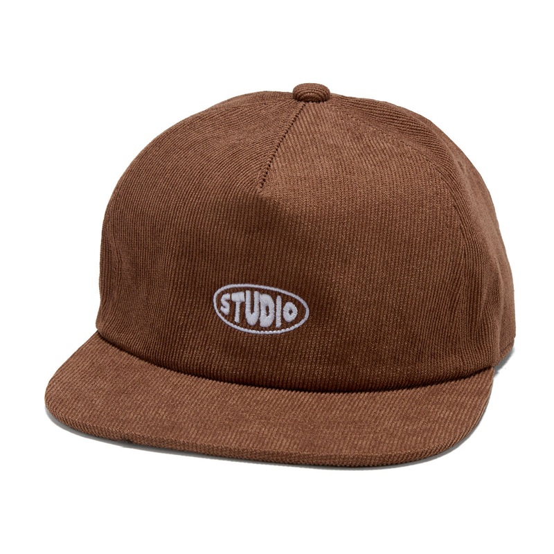 Studio Bubble 5 Panel Corduroy Snapback Hat – Brown