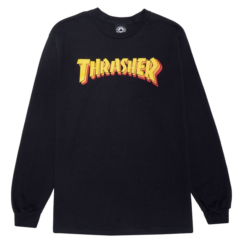 Thrasher Stacked Long Sleeve T-Shirt – Black