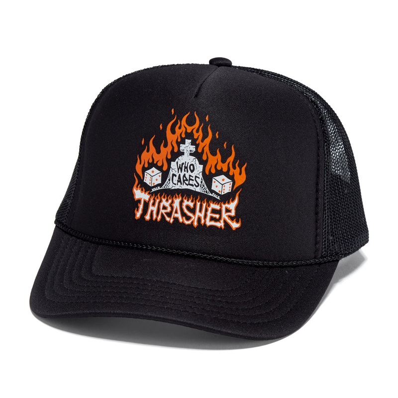 Thrasher Who Cares By Neckface Trucker Hat – Black