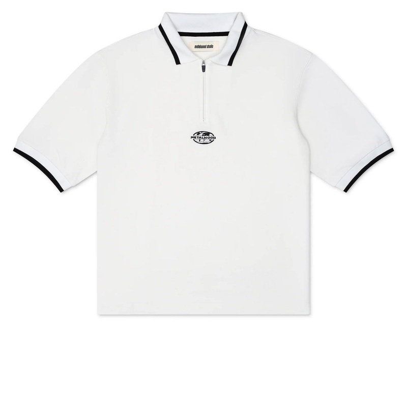 Metalwood World Class Zip Polo Shirt – White