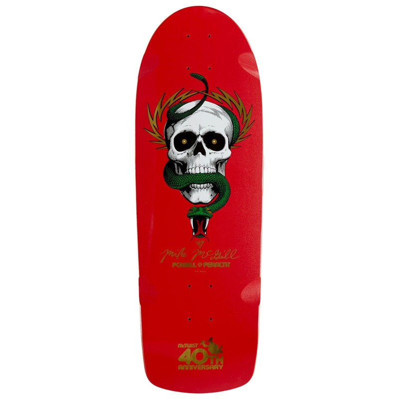 Powell-Peralta Mike McGill McTwist 40th Anniversary Reissue Skateboard Deck – Red/Gold Foil – 10.00