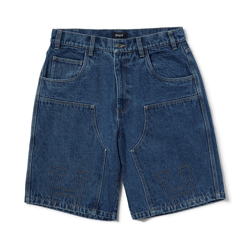 HUF Classic H Double Knee Denim Shorts – Stone Wash Indigo