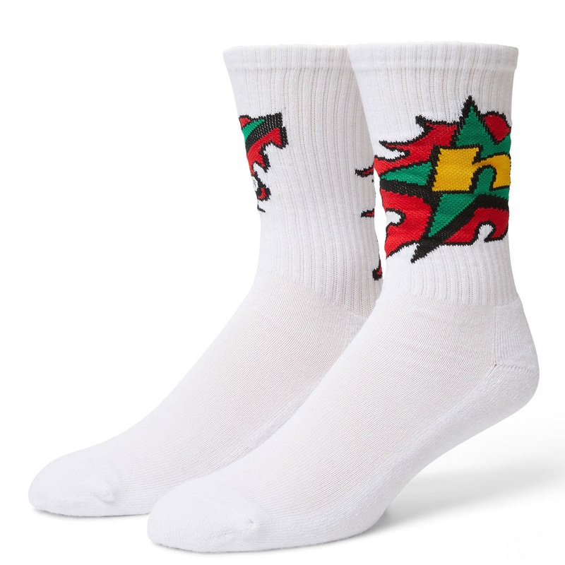 HUF H Bit Crew Socks – White