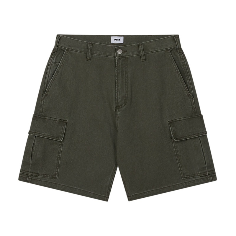 Obey Bigwig Baggy Denim Cargo Shorts – Faded Grape Leaf