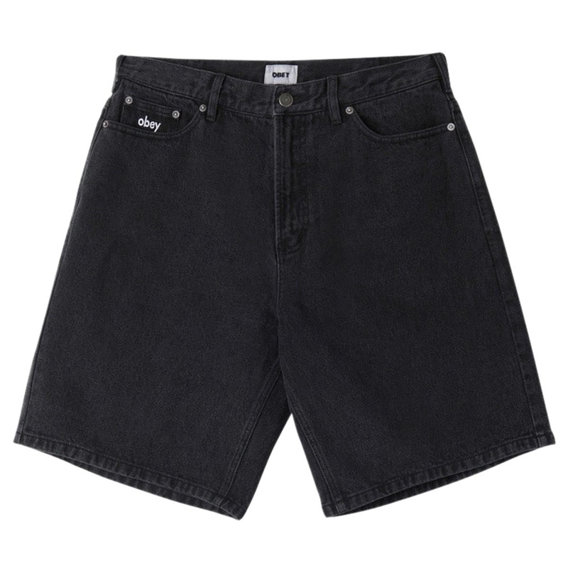 Obey Bigwig Baggy Denim Shorts – Faded Black
