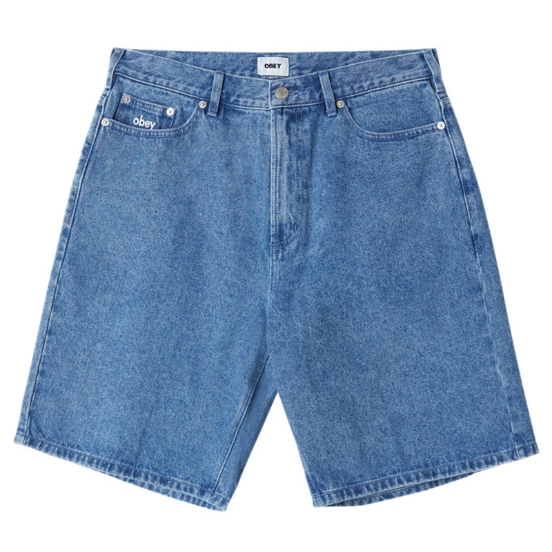 Obey Bigwig Baggy Denim Shorts – Light Indigo