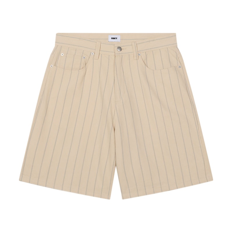 Obey Stripe Baggy Denim Shorts – Pelican Multi