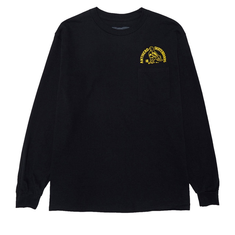 Anti-Hero Rock Dove Fill Long Sleeve Pocket T-Shirt – Black/Yellow