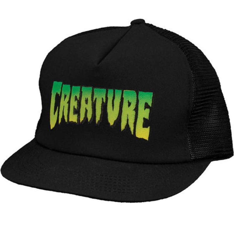 Creature Logo Mesh Trucker High Profile Hat – Black