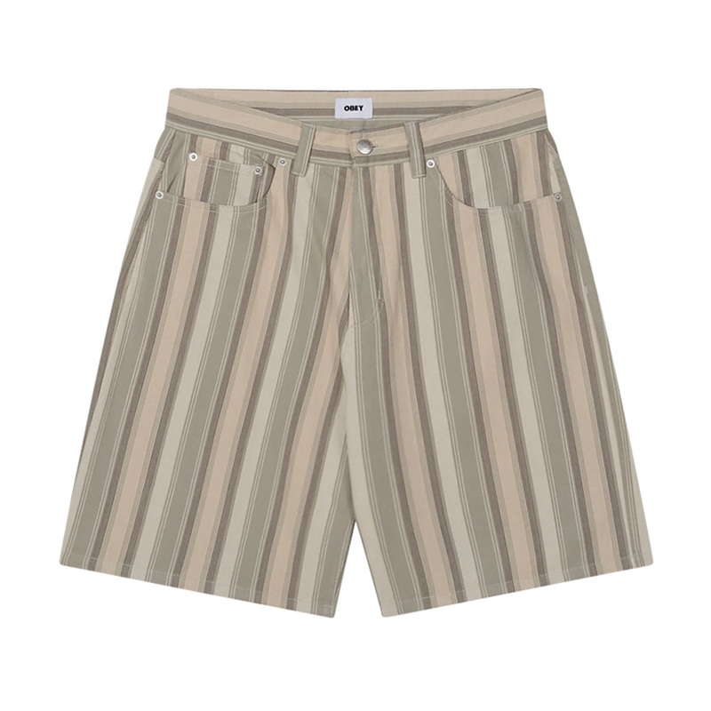 Obey Baja Stripe Baggy Denim Shorts – Dried Sage Multi