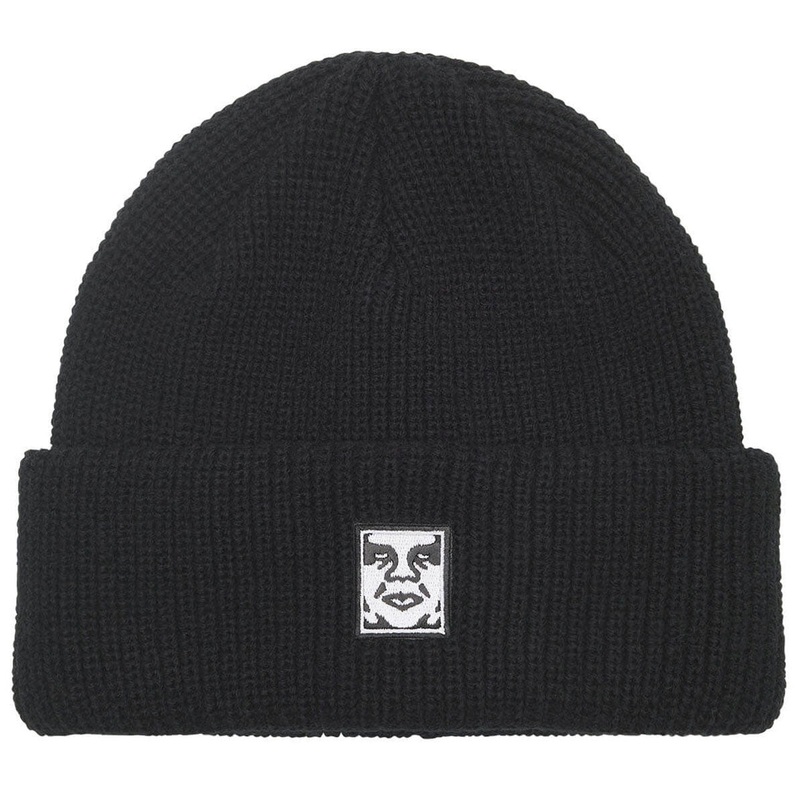 Obey Mid Icon Patch Cuff Beanie – Black