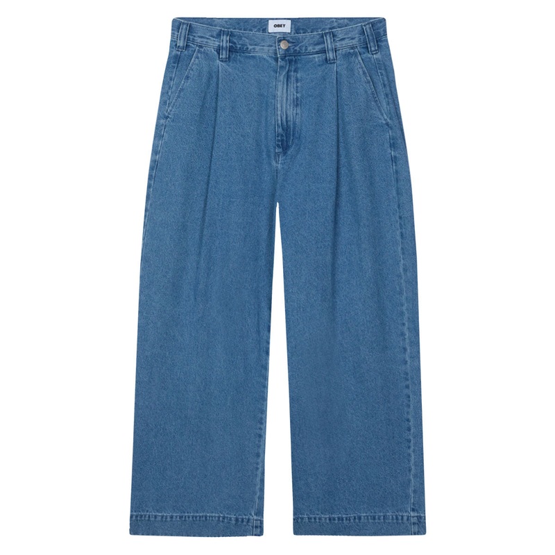 Obey Oliver Denim Pleated Jeans – Light Indigo
