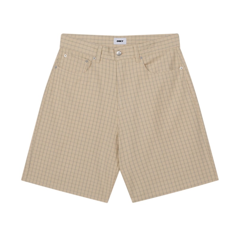 Obey Plaid Baggy Denim Shorts – Pelican Multi