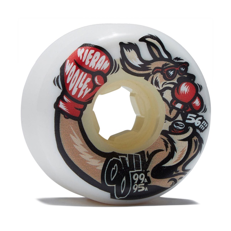 OJ Kieran Woolley Roo Double Duro 99a/95a Skateboard Wheels – White – 56mm