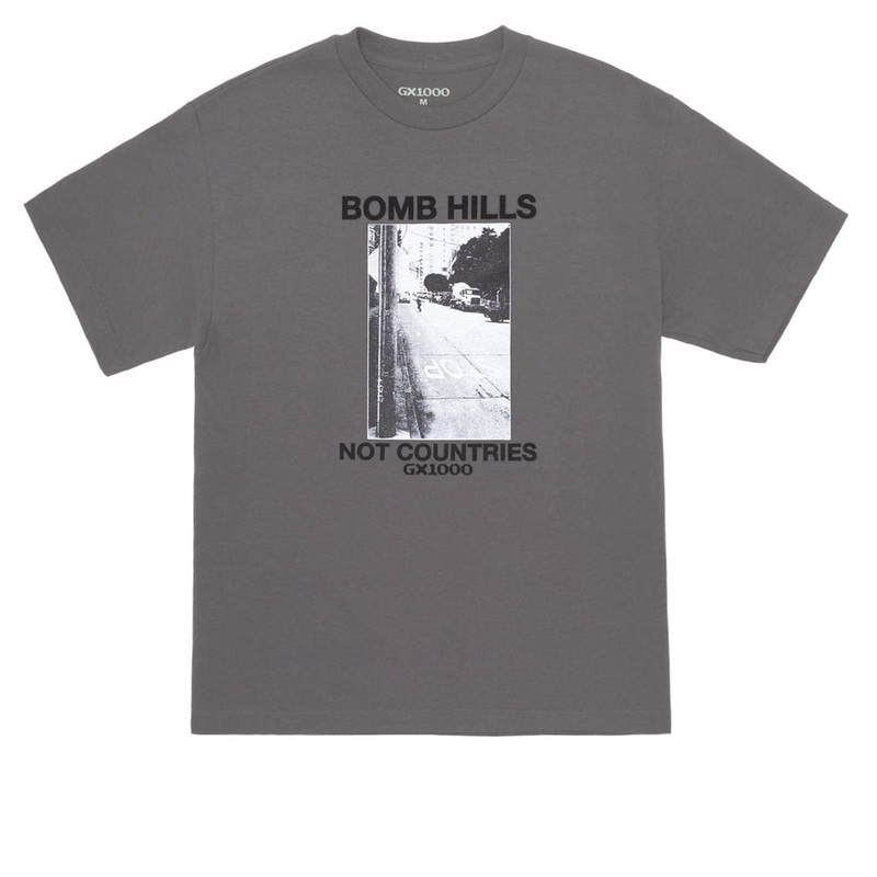 GX1000 Bomb Hills Not Countries T-Shirt – Charcoal/Black Font