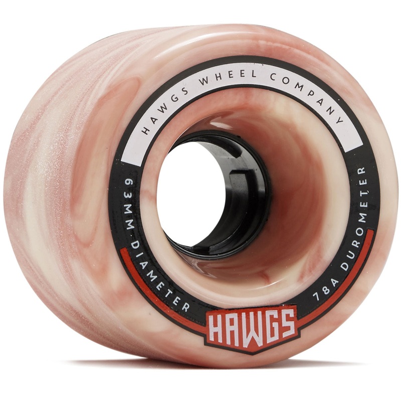 Hawgs Fatty 78a Stone Ground Longboard Wheels – Pink/White – 63mm