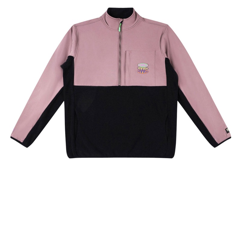 Rivvia Pop Repeat /2 Zip Polar Fleece Sweatshirt – Black/Pale Plum