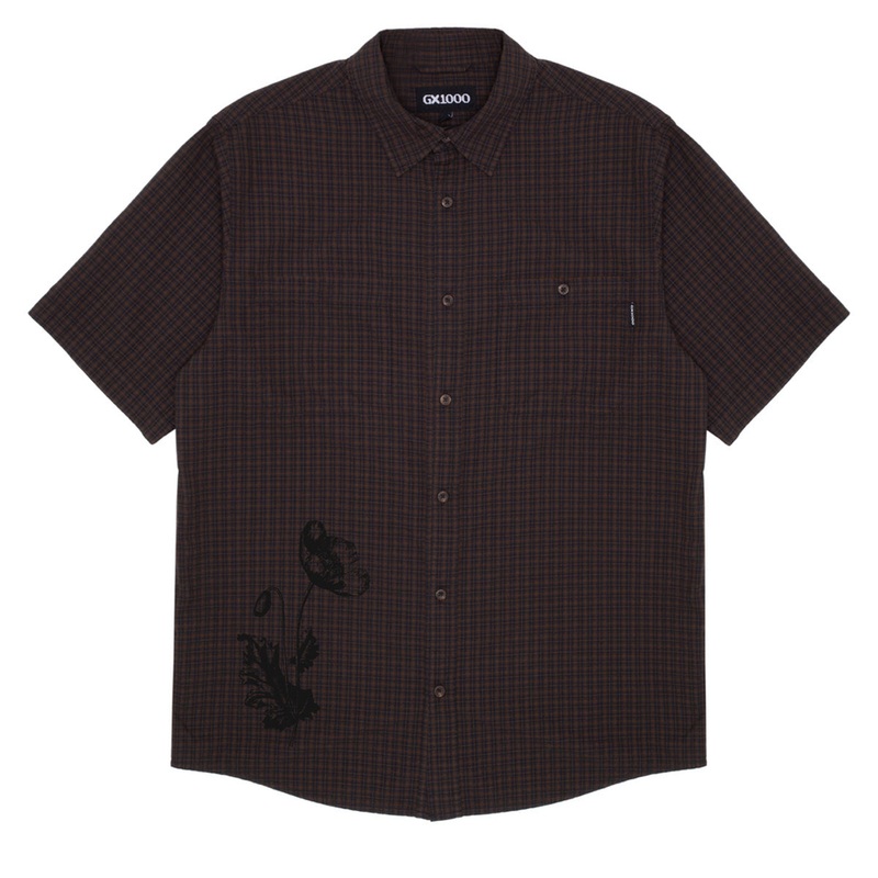 GX1000 Short Sleeve Button Down Shirt – Brown Plaid