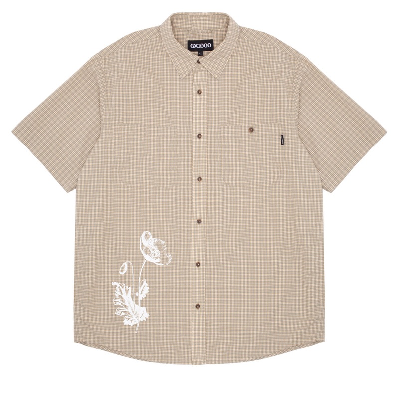 GX1000 Short Sleeve Button Down Shirt – Tan Plaid